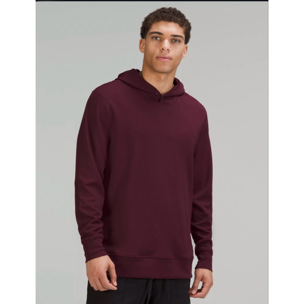 Lululemon Shift Stitch Hoodie Men's Maroon Waffle Knit Pullover Size Medium